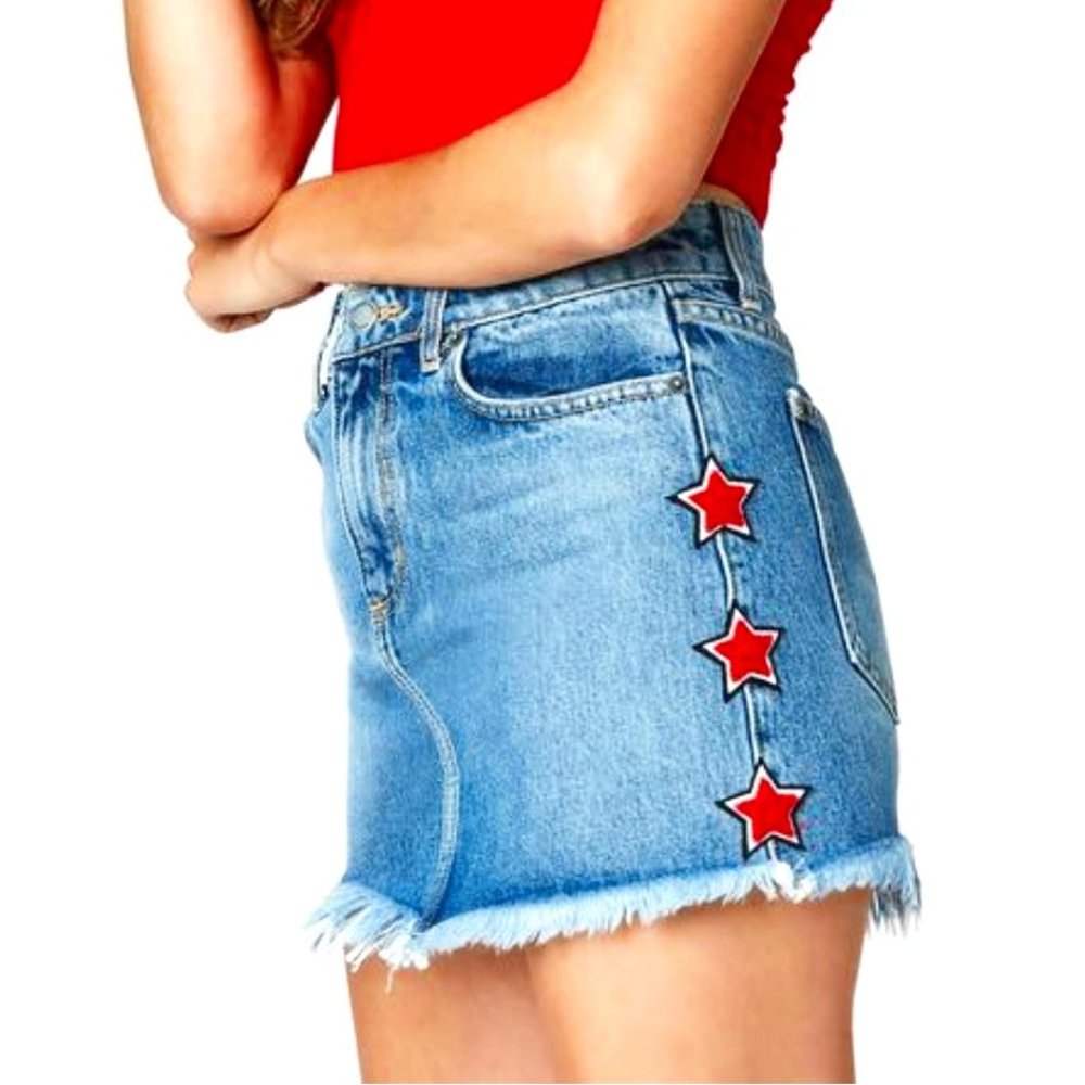 NWT LF Carmar Colin Skirt with Red Star Patches